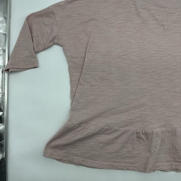 MerSea Women’s One Size Pink Half Sleeve Peplum Slub Tee Top Ruffle Hem Blouse - Picture 7 of 9